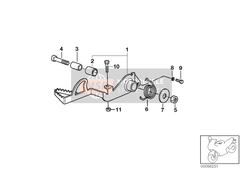 BMW R 1100 GS 94 (0404,0409) 1994 Pédale de frein pour un 1994 BMW R 1100 GS 94 (0404,0409)