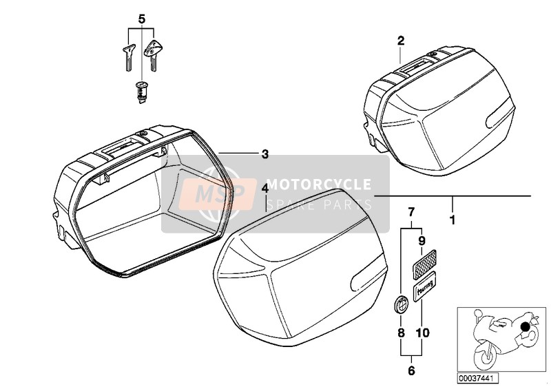 71607652736, Tapa Dcha. Grande P Maleta Sistema, BMW, 2