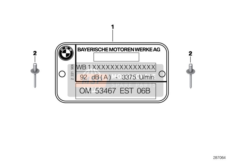 BMW R 1100 GS 94 (0404,0409) 1994 Plaque de type / Étiquette d'avis pour un 1994 BMW R 1100 GS 94 (0404,0409)