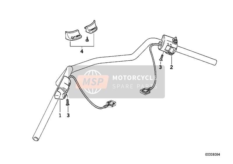 BMW R 1100 R 94 (0402,0407) 1996 Interrupteur combine au guidon pour un 1996 BMW R 1100 R 94 (0402,0407)