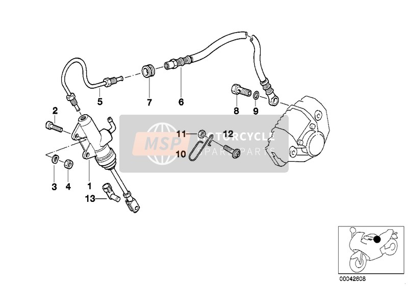 BMW R 1100 RT 96 (0413,0418) 2000 Pompa freno posteriore per un 2000 BMW R 1100 RT 96 (0413,0418)