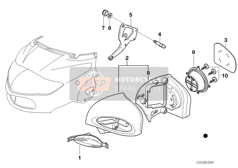 BMW R 1100 RT 96 (0413,0418) 2000 Specchio per un 2000 BMW R 1100 RT 96 (0413,0418)