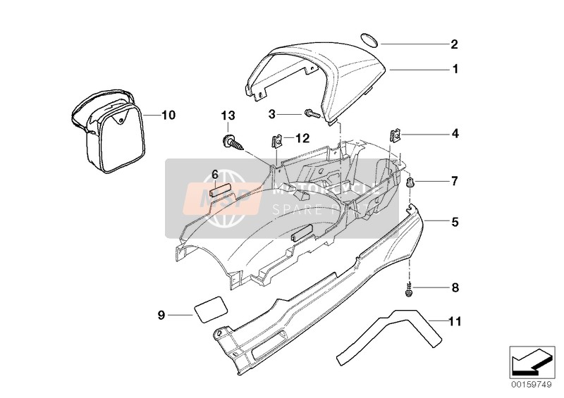 BMW R 1100 RT 96 (0413,0418) 2000 Rivestimento posteriore per un 2000 BMW R 1100 RT 96 (0413,0418)