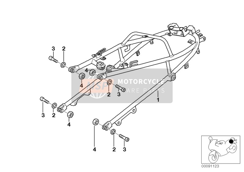 BMW R 1100 S 98 (0422,0432) 1998 Cadre arrière pour un 1998 BMW R 1100 S 98 (0422,0432)