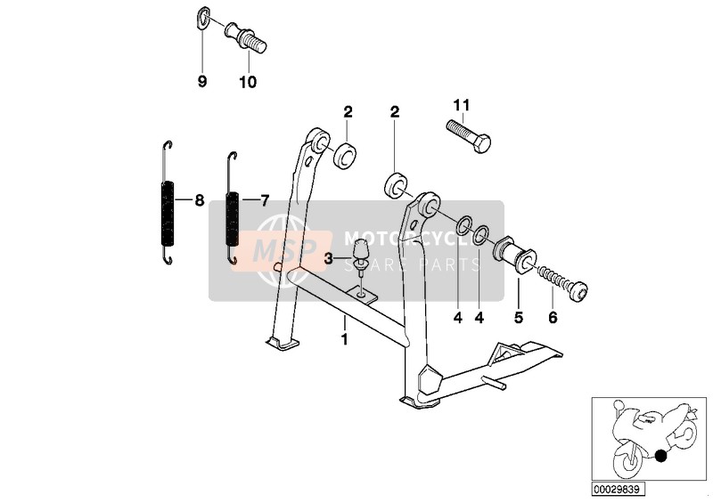 BMW R 1100 S 98 (0422,0432) 1998 Béquille centrale pour un 1998 BMW R 1100 S 98 (0422,0432)