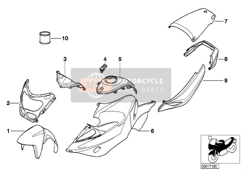 BMW R 1100 S 98 (0422,0432) 1999 PAINTED PARTS 911 PIEMONTROT for a 1999 BMW R 1100 S 98 (0422,0432)