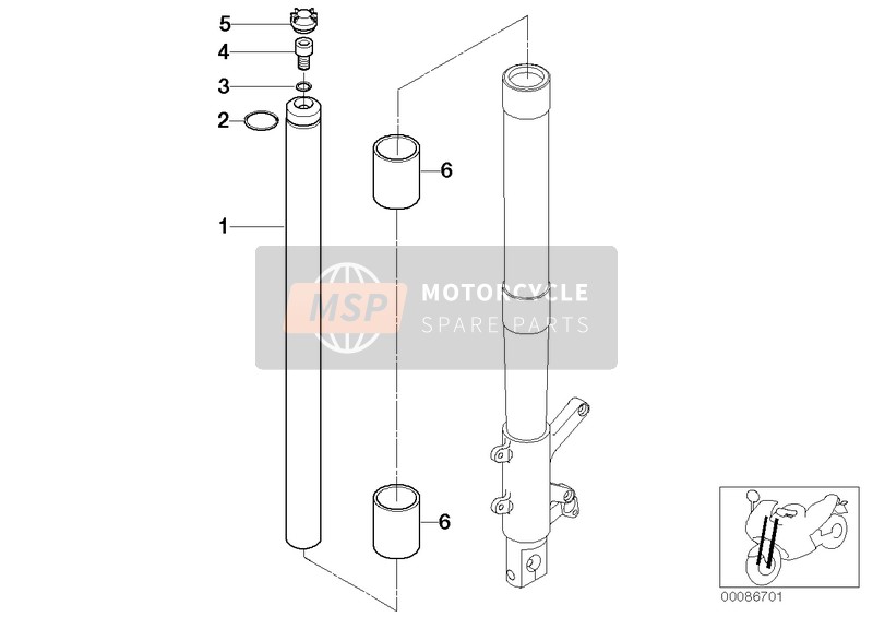 Fourche telesc.-tube vertical