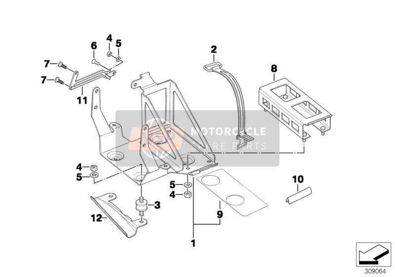 BMW R 1150 GS 00 (0415,0495) 2000 Batterijhouder  voor een 2000 BMW R 1150 GS 00 (0415,0495)