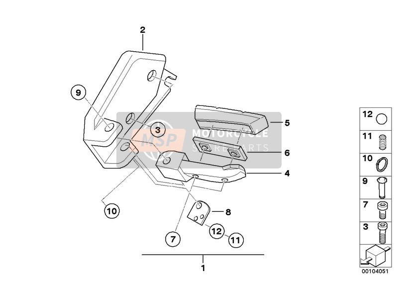 71607668666, Set Voetsteunplaat V Alukoffer, BMW, 1