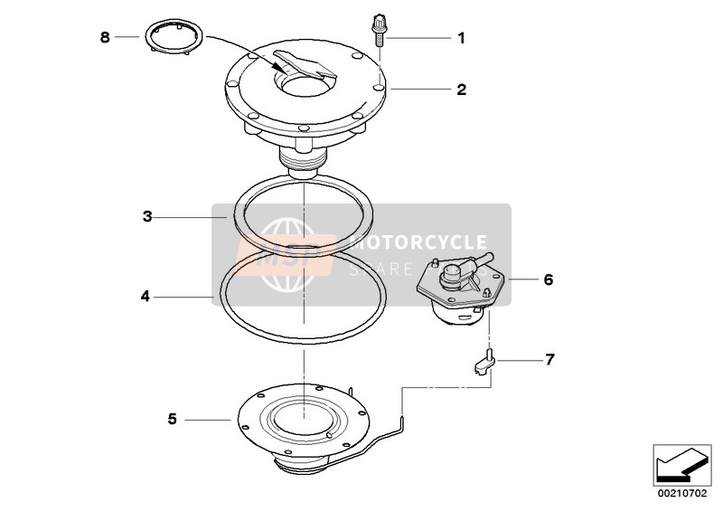 BMW R 1150 GS Adv. 01 (0441,0492) 2005 Couvercle de réservoir pour un 2005 BMW R 1150 GS Adv. 01 (0441,0492)