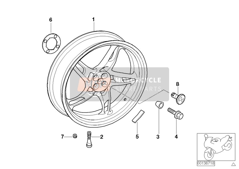 BMW R 1150 R 01 (0429,0439) 2001 Gietwiel achter voor een 2001 BMW R 1150 R 01 (0429,0439)