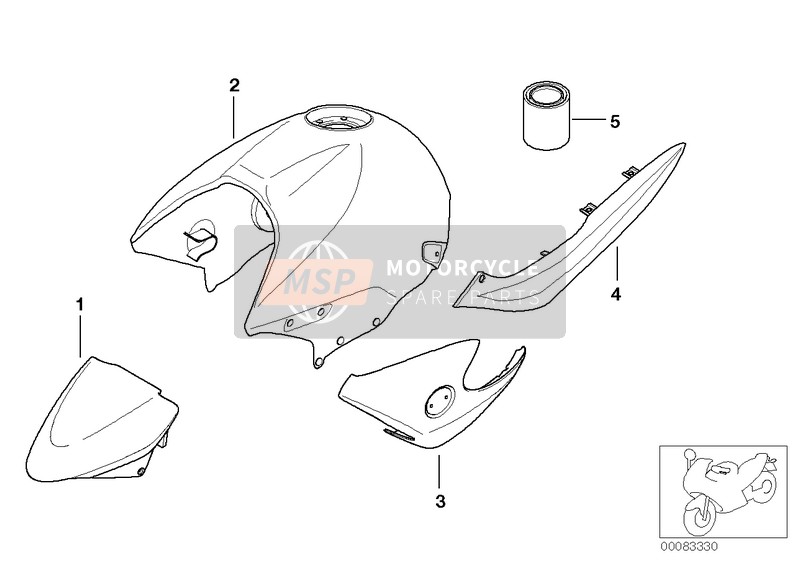 BMW R 1150 R 01 (0429,0439) 2000 Pièces peintes 997 bleu indigo pour un 2000 BMW R 1150 R 01 (0429,0439)