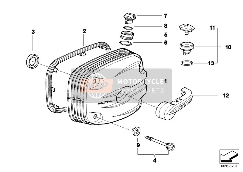 11127672594, Cylinder Head Cover DOUBLE-IGNITION,Rig., BMW, 0