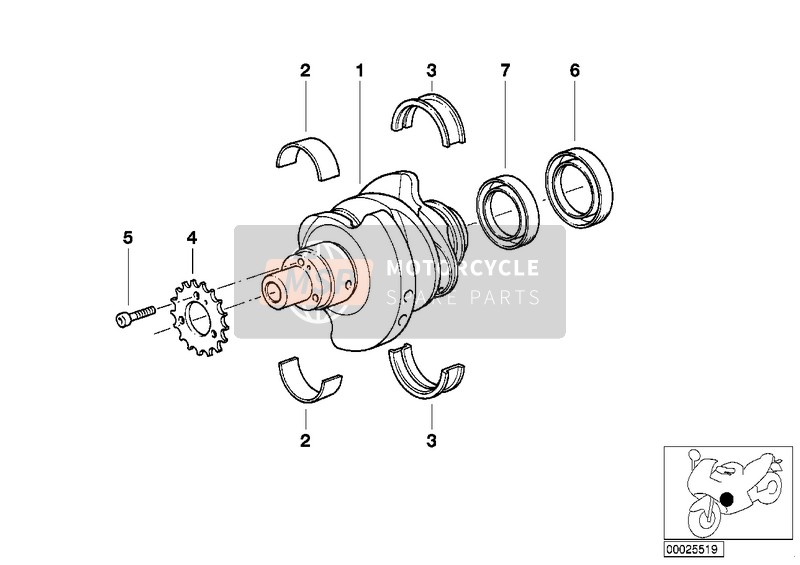 BMW R 1150 R 01 (0429,0439) 2003 Pieces de montage vilebrequin pour un 2003 BMW R 1150 R 01 (0429,0439)