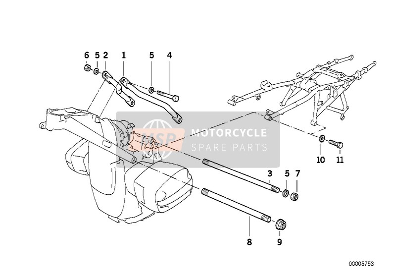 BMW R 1150 RS 01 (0447,0498) 2003 Motorophanging voor een 2003 BMW R 1150 RS 01 (0447,0498)