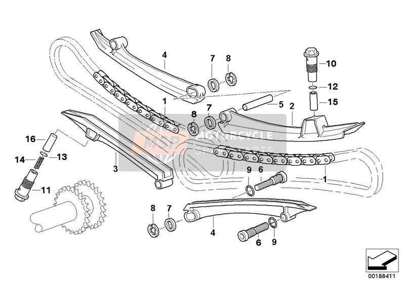 BMW R 1150 RS 01 (0447,0498) 2002 TIMING-VALVE TRAIN-TIMING CHAIN/CAMSHAFT for a 2002 BMW R 1150 RS 01 (0447,0498)