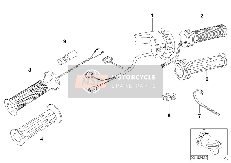 BMW R 1150 RS 01 (0447,0498) 2003 HEATED HANDLEBAR GRIPS for a 2003 BMW R 1150 RS 01 (0447,0498)