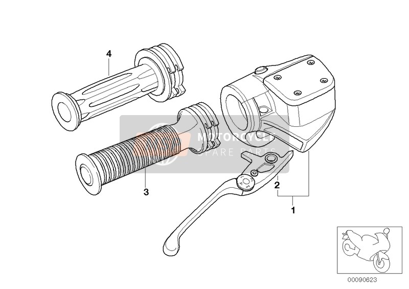 BMW R 1150 RS 01 (0447,0498) 2000 Levier de frein à main pour un 2000 BMW R 1150 RS 01 (0447,0498)