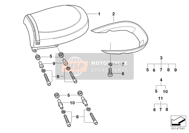 BMW R 1200 C 03 (0329,0379) 2003 Asiento confortable acompanante para un 2003 BMW R 1200 C 03 (0329,0379)