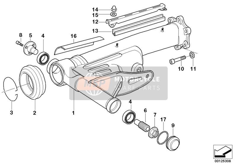 33177661488, Hinterradschwinge Silber, BMW, 0