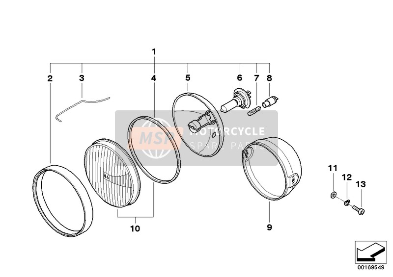 BMW R 1200 C 97 (0424,0434) 1998 Koplamp voor een 1998 BMW R 1200 C 97 (0424,0434)