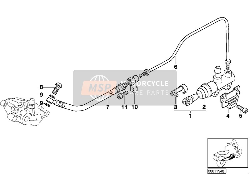 BMW R 1200 C 97 (0424,0434) 1999 Pompa freno posteriore per un 1999 BMW R 1200 C 97 (0424,0434)