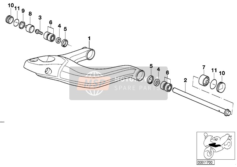 31427668636, Braccio Longitudinale Anodizzato, BMW, 0