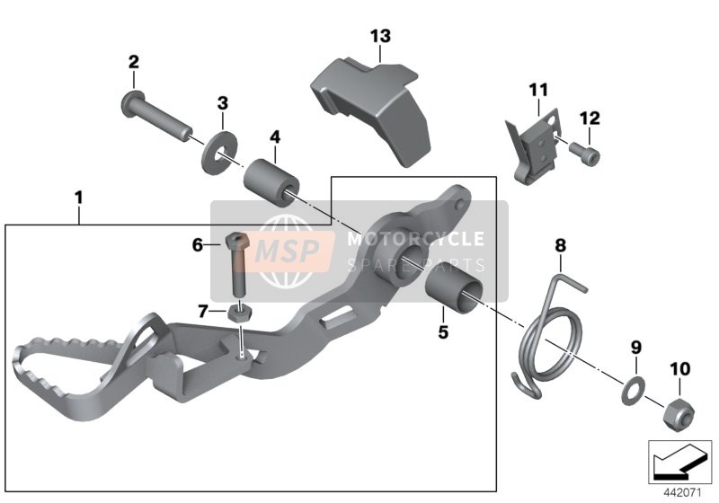 BMW R 1200 GS 04 (0307,0317) 2007 Pédale de frein pour un 2007 BMW R 1200 GS 04 (0307,0317)