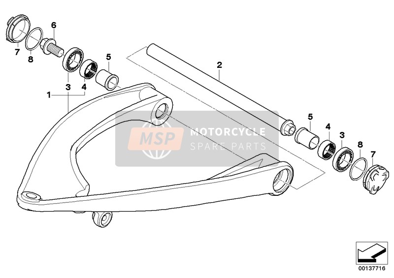 BMW R 1200 GS 04 (0307,0317) 2004 Schommelarm voor een 2004 BMW R 1200 GS 04 (0307,0317)