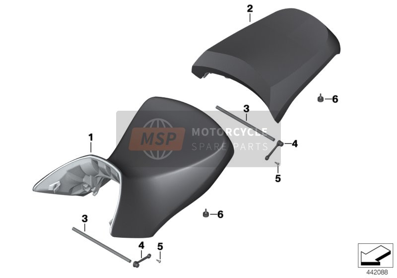 52537693489, Selle Pilote Basse Noire, BMW, 1