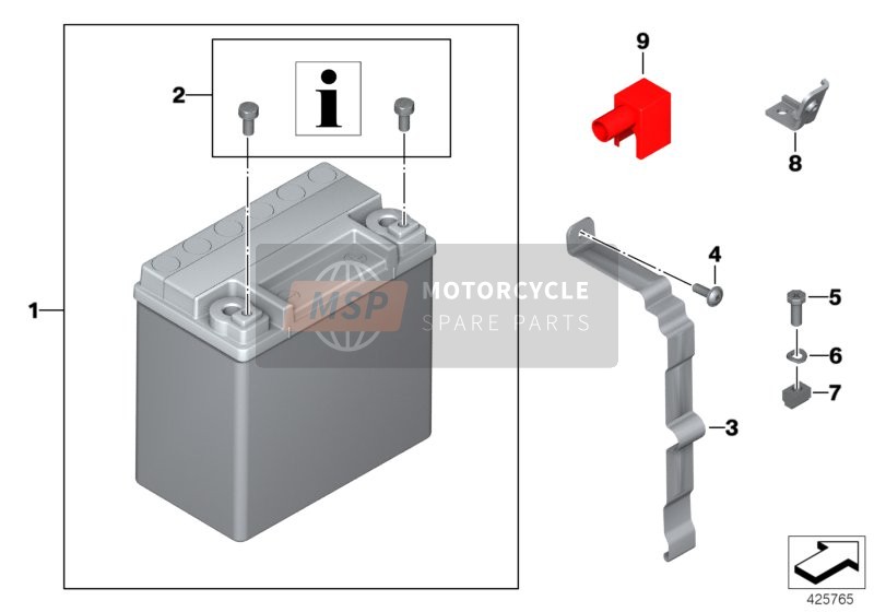 BMW R 1200 GS 08 (0303,0313) 2009 Batteria con staffa per un 2009 BMW R 1200 GS 08 (0303,0313)