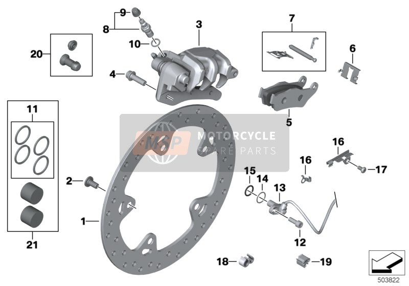 BMW R 1200 GS 08 (0303,0313) 2009 Frein de roue arrière pour un 2009 BMW R 1200 GS 08 (0303,0313)