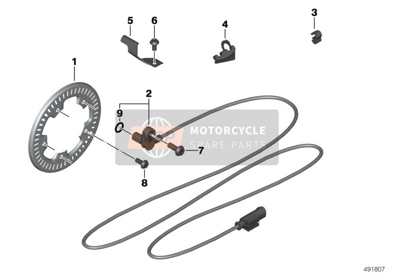 BMW R 1200 GS (0A01, 0A11) 2011 Voorsnelheid Sensor Voorwiel voor een 2011 BMW R 1200 GS (0A01, 0A11)