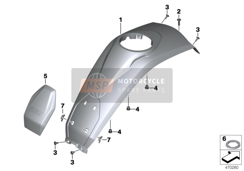 BMW R 1200 GS (0A01, 0A11) 2011 Tank cover, centraal voor een 2011 BMW R 1200 GS (0A01, 0A11)
