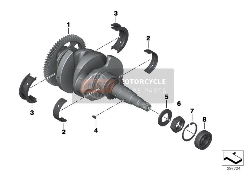 BMW R 1200 GS (0A01, 0A11) 2011 CRANKSHAFT WITH BEARING 2 per un 2011 BMW R 1200 GS (0A01, 0A11)