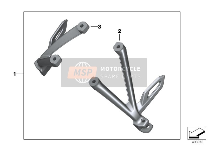 BMW R 1200 GS (0A01, 0A11) 2011 Conjunto De Soporte De Reposapiés Negro 2 para un 2011 BMW R 1200 GS (0A01, 0A11)