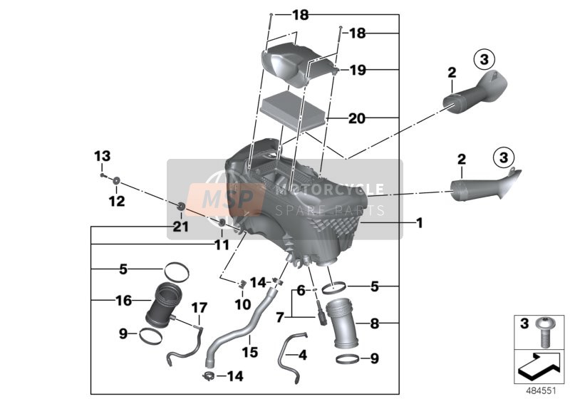 BMW R 1200 GS (0A01, 0A11) 2011 Silenziatore di aspirazione/filtro a cartuccia per un 2011 BMW R 1200 GS (0A01, 0A11)