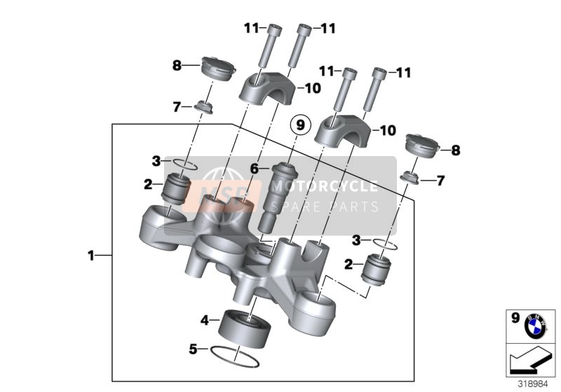 BMW R 1200 GS (0A01, 0A11) 2011 Barre Transversale Supérieure de Fourche 2 pour un 2011 BMW R 1200 GS (0A01, 0A11)