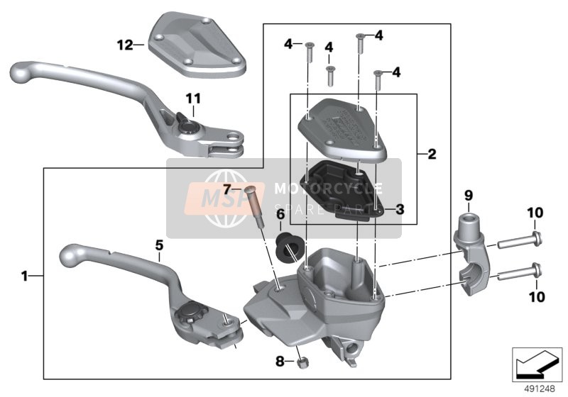 BMW R 1200 GS (0A01, 0A11) 2011 Palanca de freno de mano para un 2011 BMW R 1200 GS (0A01, 0A11)