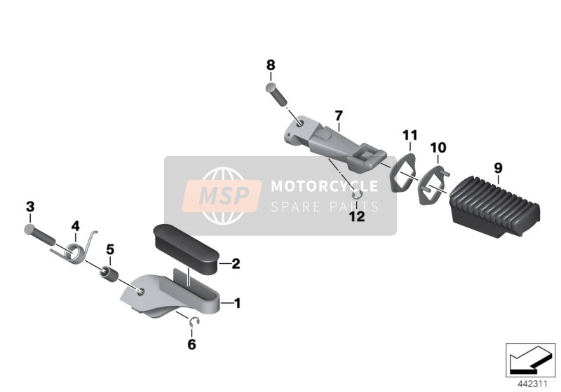 BMW R 1200 GS 10 (0450,0460) 2010 FRONT AND REAR FOOTPEG for a 2010 BMW R 1200 GS 10 (0450,0460)