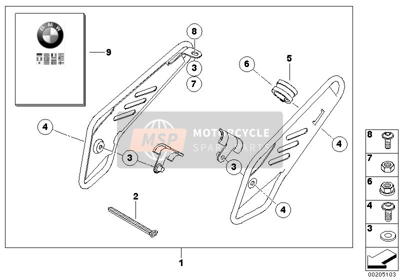 BMW R 1200 GS 10 (0450,0460) 2011 KIT, FRAME GUARD for a 2011 BMW R 1200 GS 10 (0450,0460)