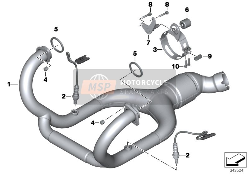 BMW R 1200 GS 10 (0450,0460) 2012 Exhaust System Parts with Mounts for a 2012 BMW R 1200 GS 10 (0450,0460)