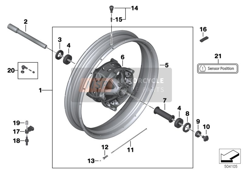 BMW R 1200 GS 17 (0A51, 0A61) 2016 Rueda de rayos delantero para un 2016 BMW R 1200 GS 17 (0A51, 0A61)