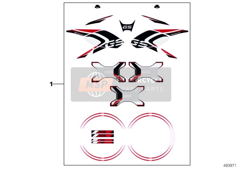 BMW R 1200 GS 17 (0A51, 0A61) 2016 Stickerset 'GS' voor een 2016 BMW R 1200 GS 17 (0A51, 0A61)