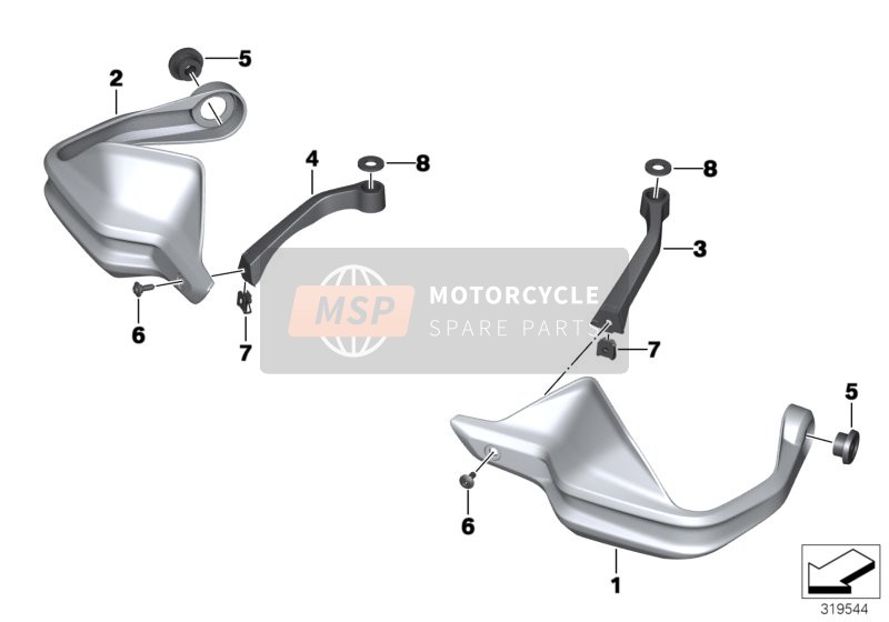 BMW R 1200 GS 17 (0A51, 0A61) 2015 Protezione mano per un 2015 BMW R 1200 GS 17 (0A51, 0A61)