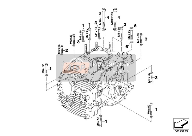 BMW R 1200 GS Adve. 06 (0382,0397) 2005 Un. roscada del cárter de motor a la iz. para un 2005 BMW R 1200 GS Adve. 06 (0382,0397)