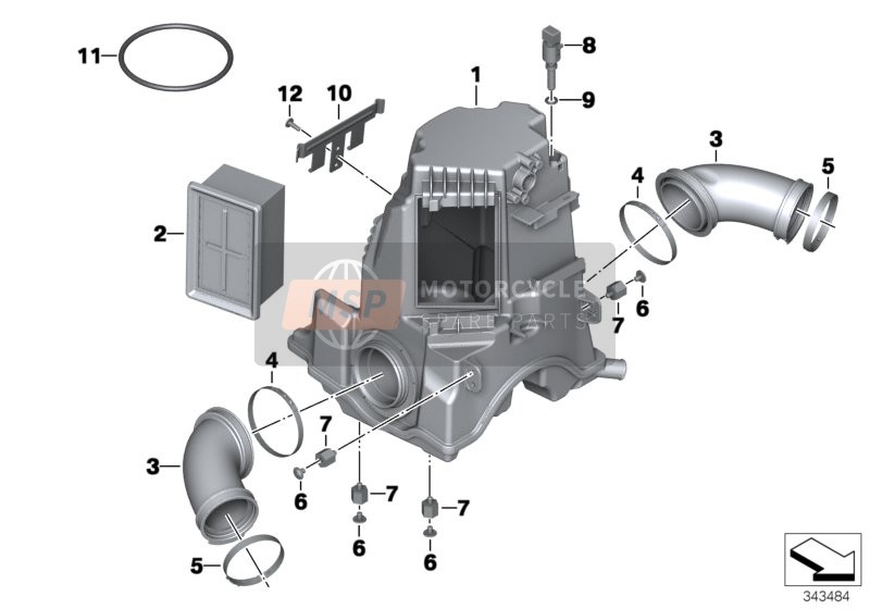 BMW R 1200 GS Adve. 06 (0382,0397) 2006 Luchtinlaatdemper / filterpatroon luchtinlaatdemper / filterpatroon voor een 2006 BMW R 1200 GS Adve. 06 (0382,0397)