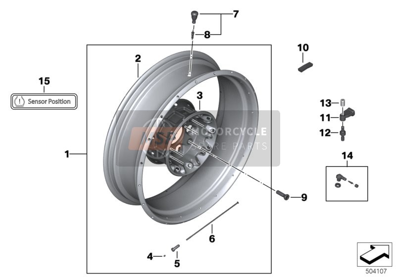 BMW R 1200 GS Adve. (0A02, 0A12) 2012 Roue a rayons arrière pour un 2012 BMW R 1200 GS Adve. (0A02, 0A12)