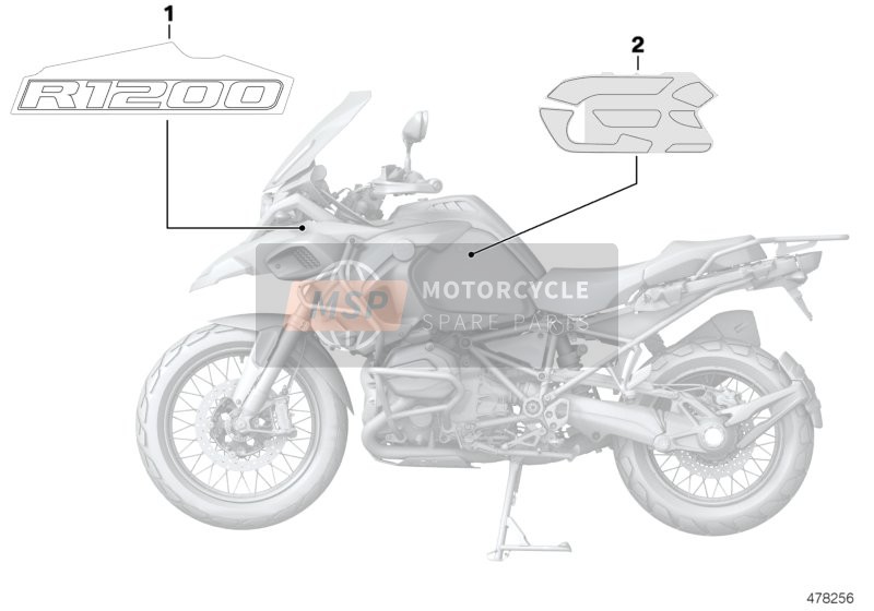 BMW R 1200 GS Adve. (0A02, 0A12) 2014 Stickers 1 voor een 2014 BMW R 1200 GS Adve. (0A02, 0A12)