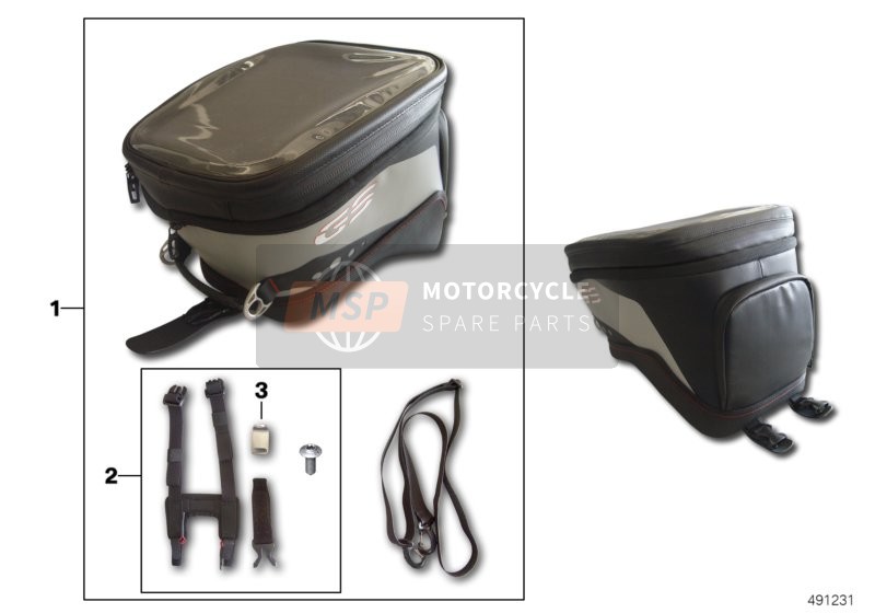 BMW R 1200 GS Adve. (0A02, 0A12) 2015 Borsa sul lato serbatoio 2 per un 2015 BMW R 1200 GS Adve. (0A02, 0A12)